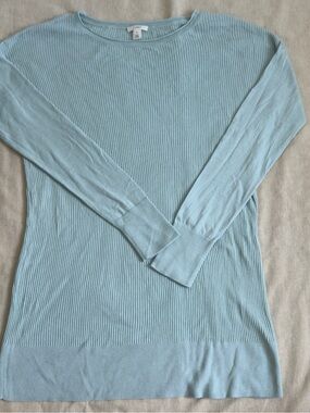 Caslon Light Blue Ribbed Crewneck Sweater